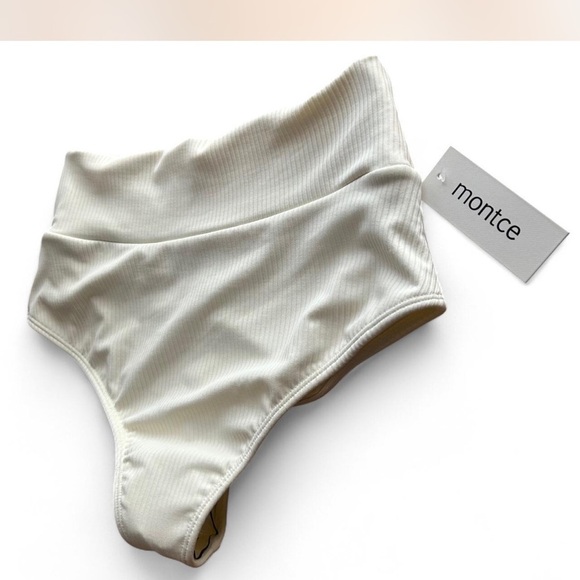 |Montcel Cream Rib Added Coverage High Rise Bikini Bottoms Woman's XL NWT - Picture 3 of 8